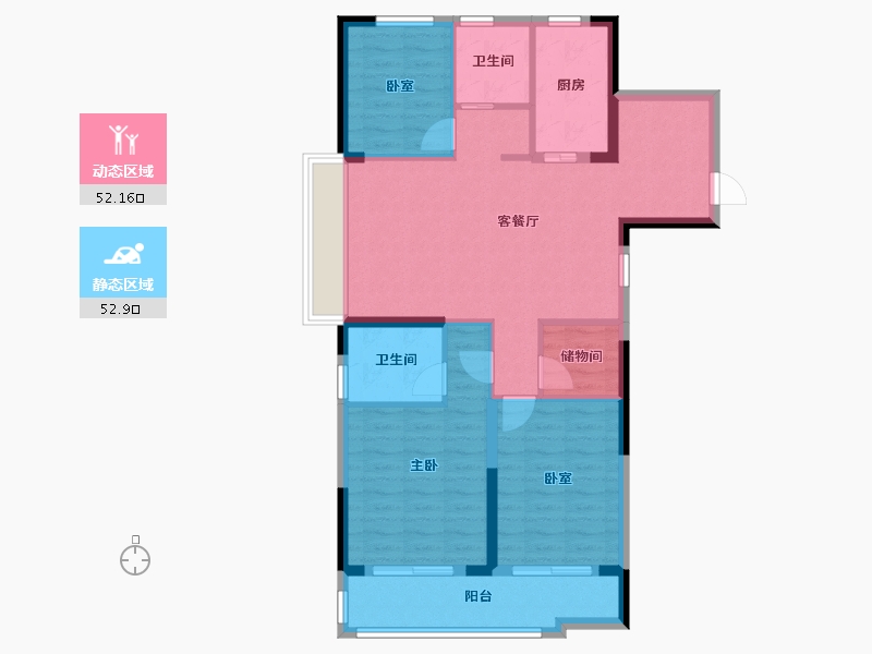 安徽省-蚌埠市-春江花月-94.40-户型库-动静分区