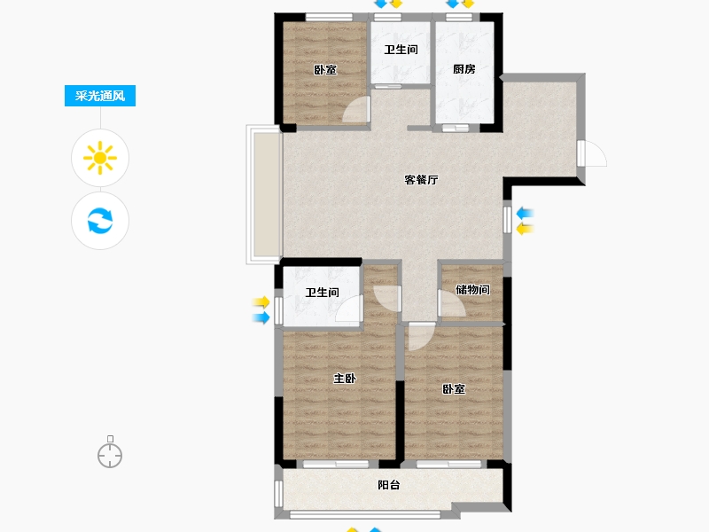 安徽省-蚌埠市-春江花月-94.40-户型库-采光通风