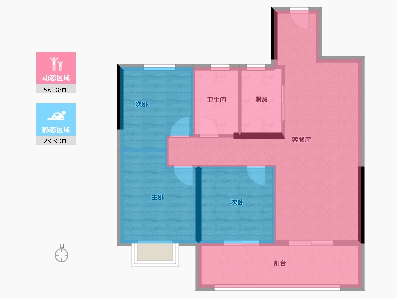 湖北省-宜昌市-金科云玺台-77.60-户型库-动静分区