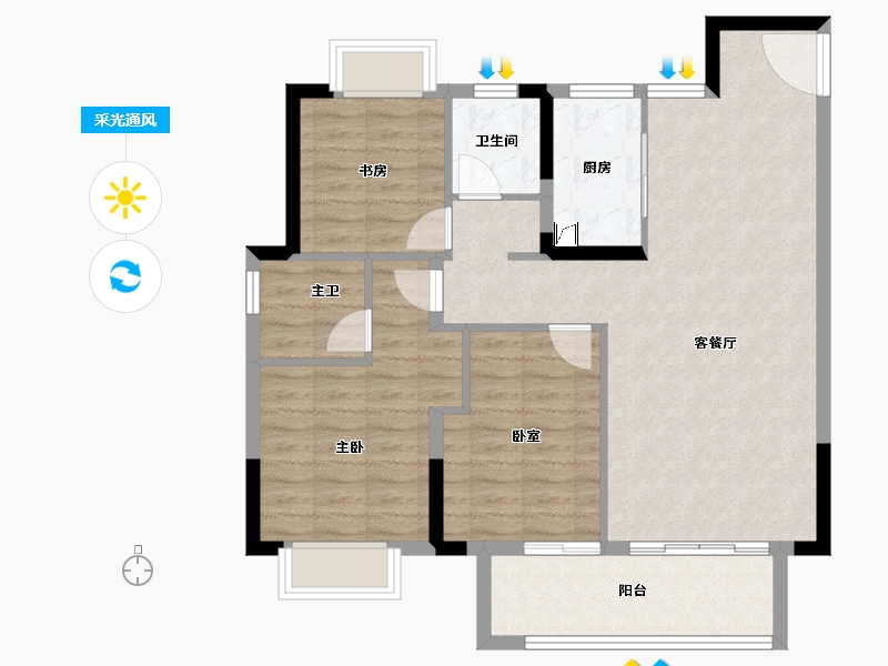 江西省-吉安市-浩城青华府-91.20-户型库-采光通风