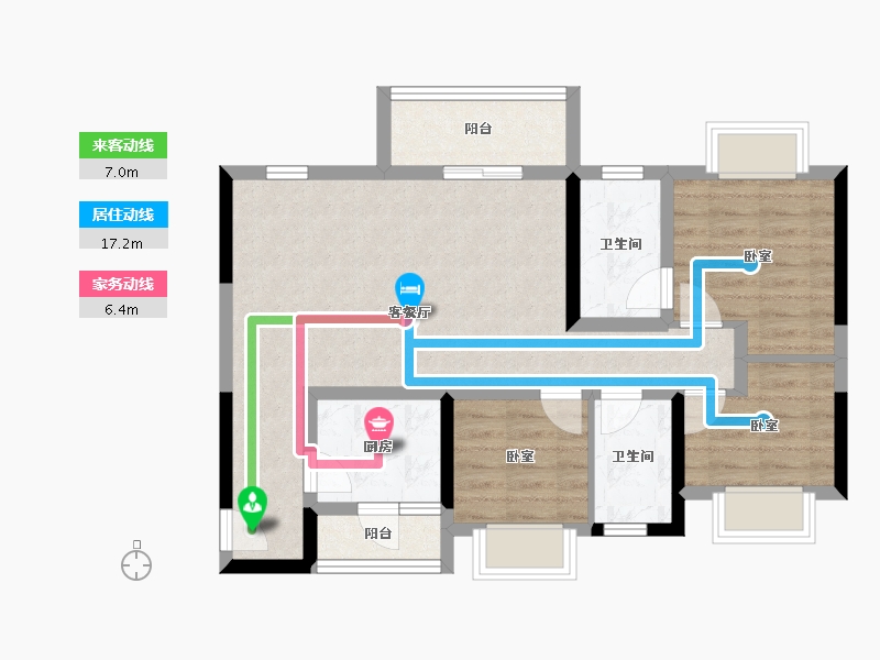 四川省-绵阳市-海珂花郡·南梁府-74.88-户型库-动静线