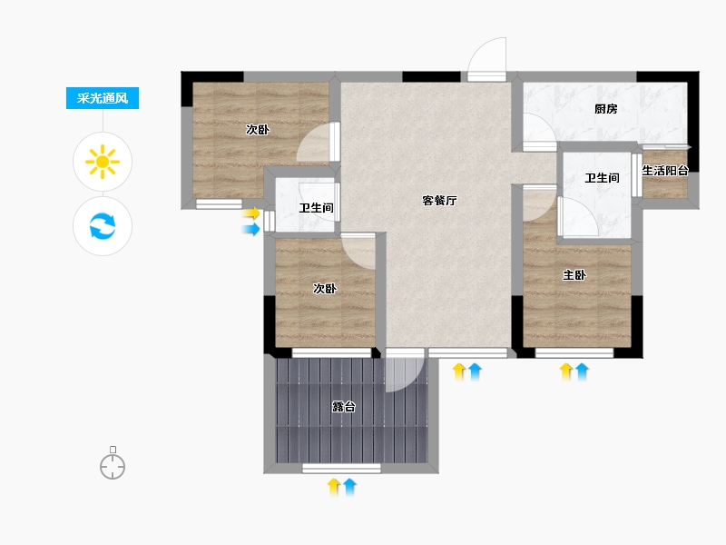 四川省-巴中市-云城书香美邸-62.93-户型库-采光通风