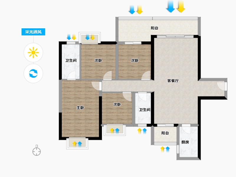 广西壮族自治区-梧州市-顾荣翰林华府-113.43-户型库-采光通风