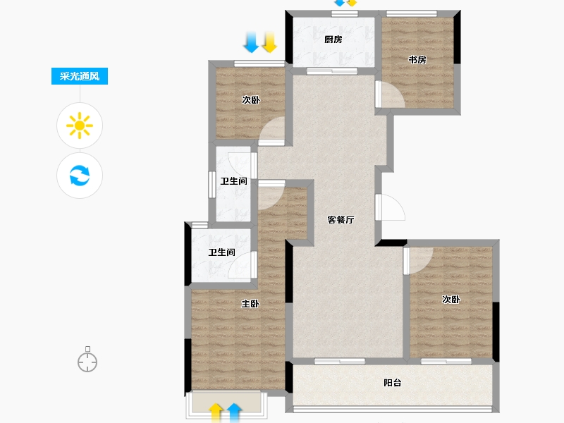 浙江省-衢州市-绿城城投礼贤未来社区-109.60-户型库-采光通风