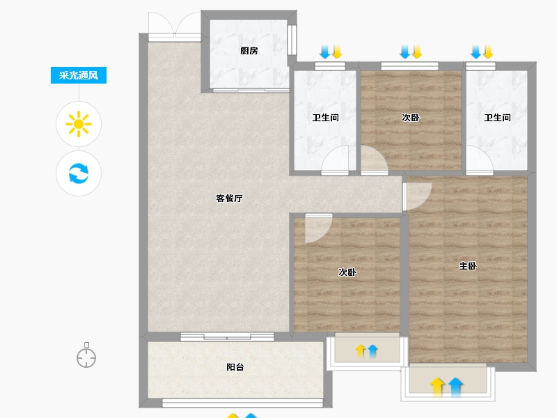 江西省-吉安市-滨江翡翠学府-94.84-户型库-采光通风