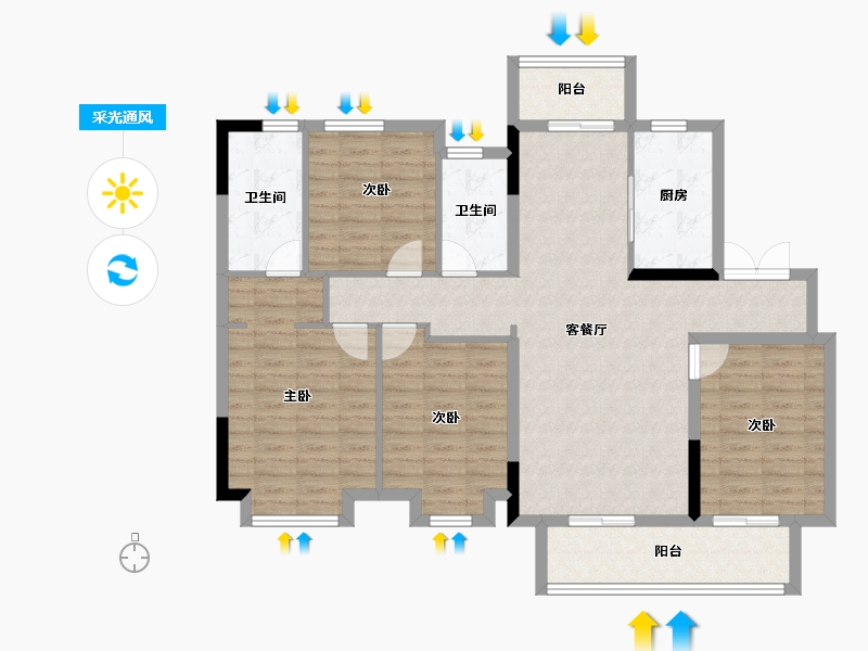 湖北省-宜昌市-融创学府壹号-110.46-户型库-采光通风