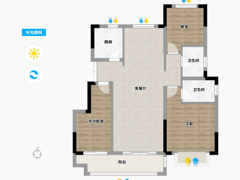 安徽省-蚌埠市-拓基鼎元悦府-91.21-户型库-采光通风