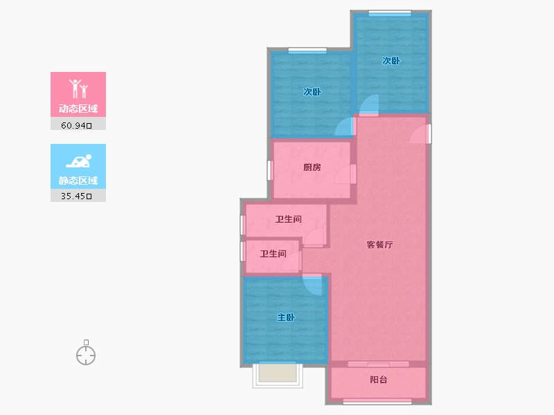 陕西省-榆林市-万居红山印-85.87-户型库-动静分区