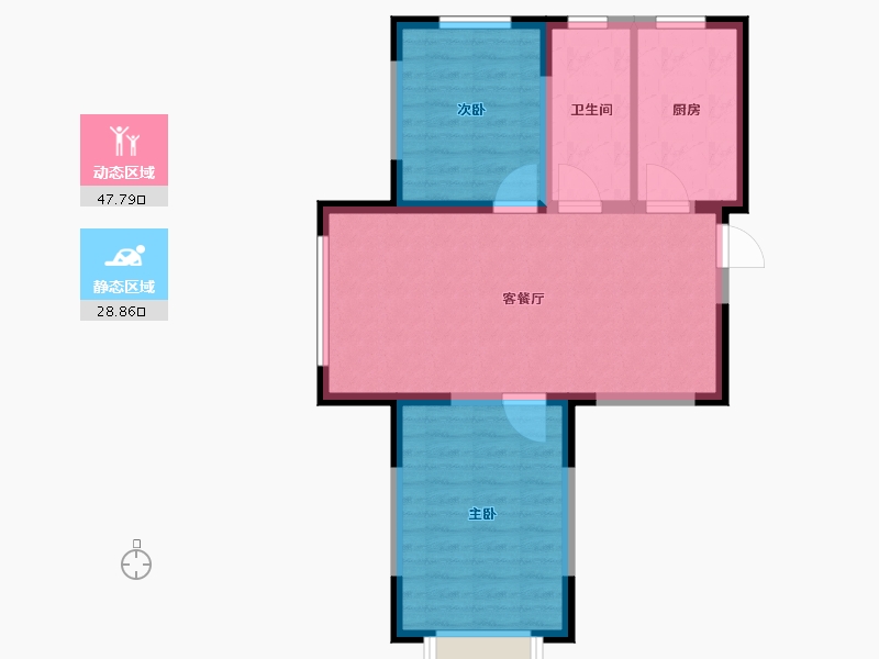 辽宁省-丹东市-学府御景-69.08-户型库-动静分区