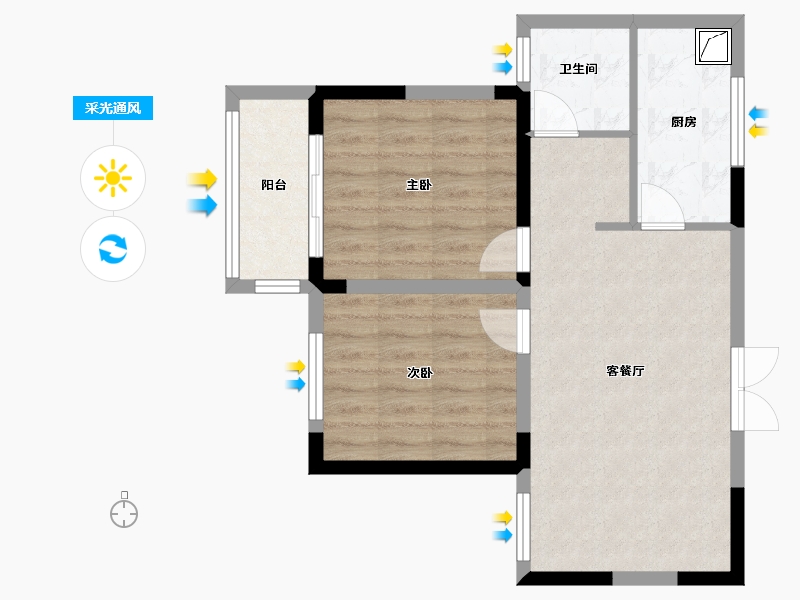 江苏省-苏州市-华元嘉园-60.00-户型库-采光通风