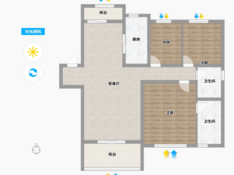 湖北省-宜昌市-南园-106.77-户型库-采光通风