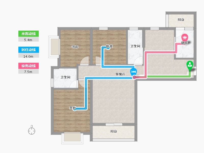 贵州省-铜仁市-南岳清水湾-87.79-户型库-动静线