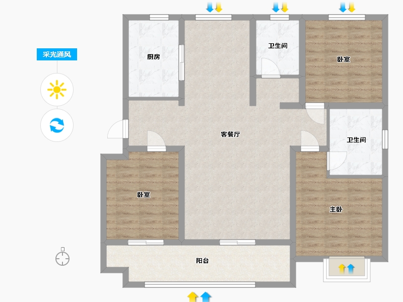 山东省-临沂市-金域首府-110.88-户型库-采光通风