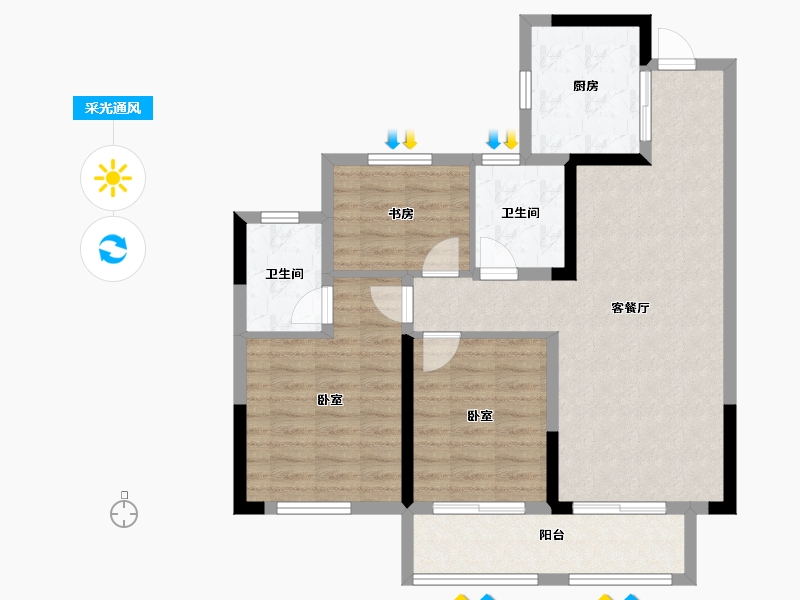 安徽省-蚌埠市-春江花月-86.40-户型库-采光通风