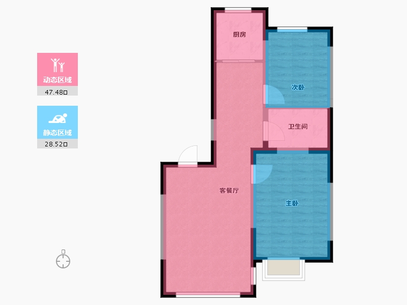 辽宁省-丹东市-学府御景-68.25-户型库-动静分区