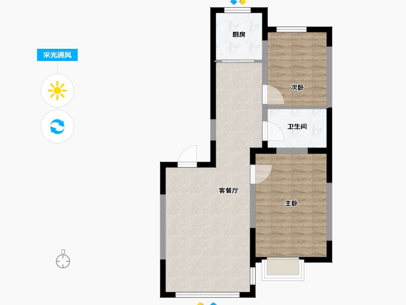 辽宁省-丹东市-学府御景-68.25-户型库-采光通风