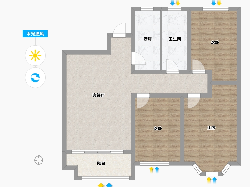 山东省-潍坊市-天骄御园-89.00-户型库-采光通风