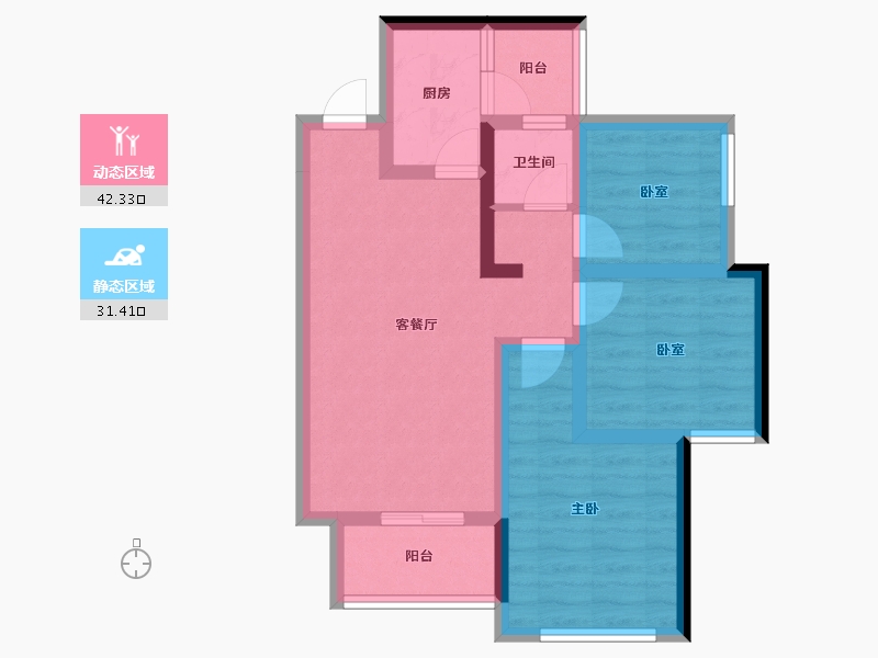 四川省-绵阳市-泰典阅江澜庭-64.03-户型库-动静分区