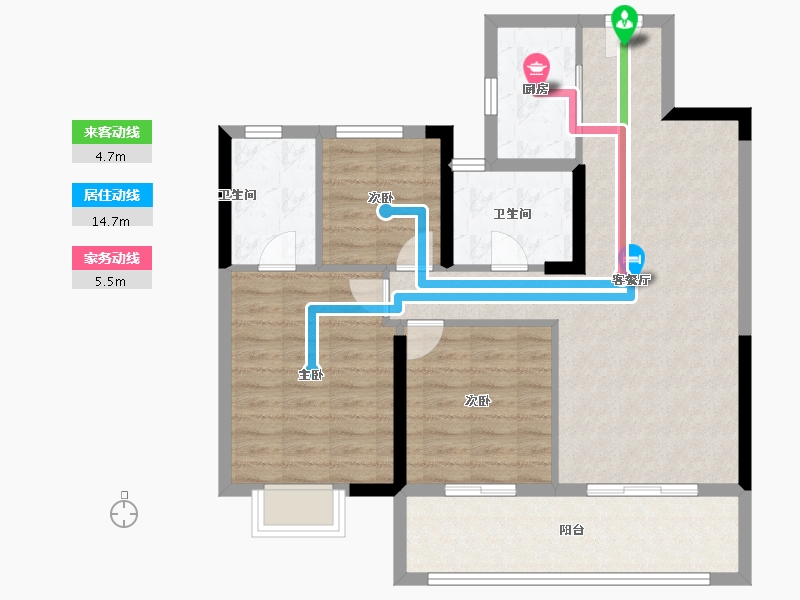 湖北省-宜昌市-金科云玺台-88.00-户型库-动静线