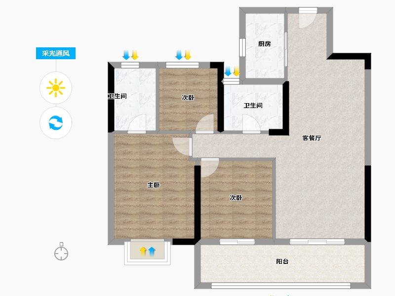 湖北省-宜昌市-金科云玺台-88.00-户型库-采光通风