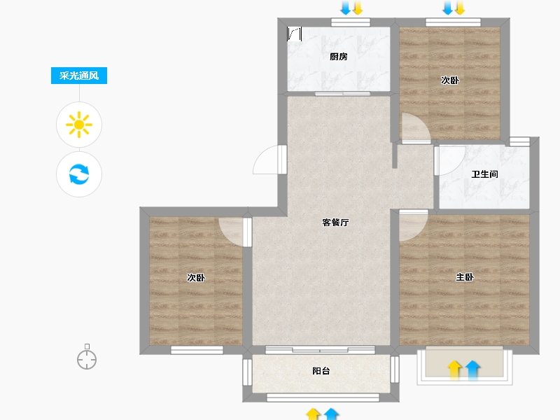 河北省-唐山市-假日壹号-69.34-户型库-采光通风