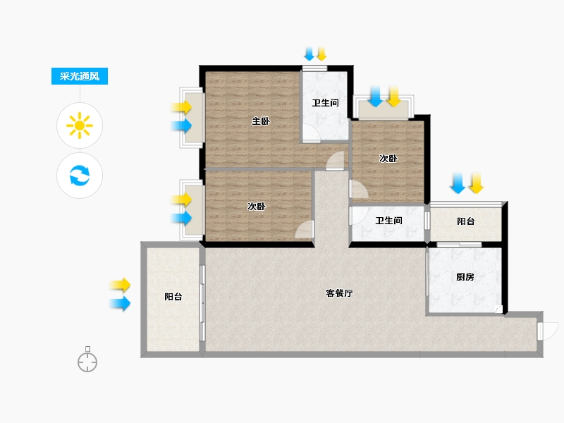 广东省-湛江市-龙腾广场-133.20-户型库-采光通风