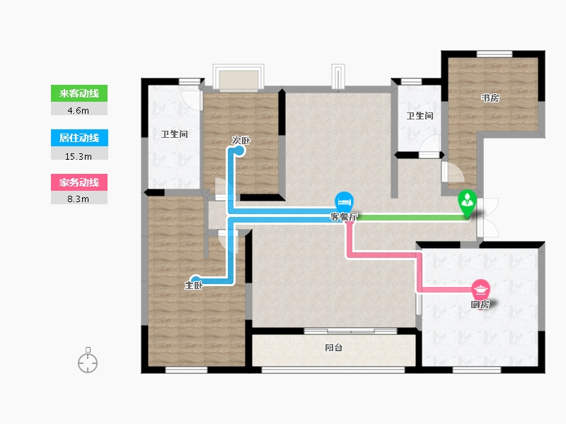 海南省-海口市-​佳元江畔锦御-144.80-户型库-动静线