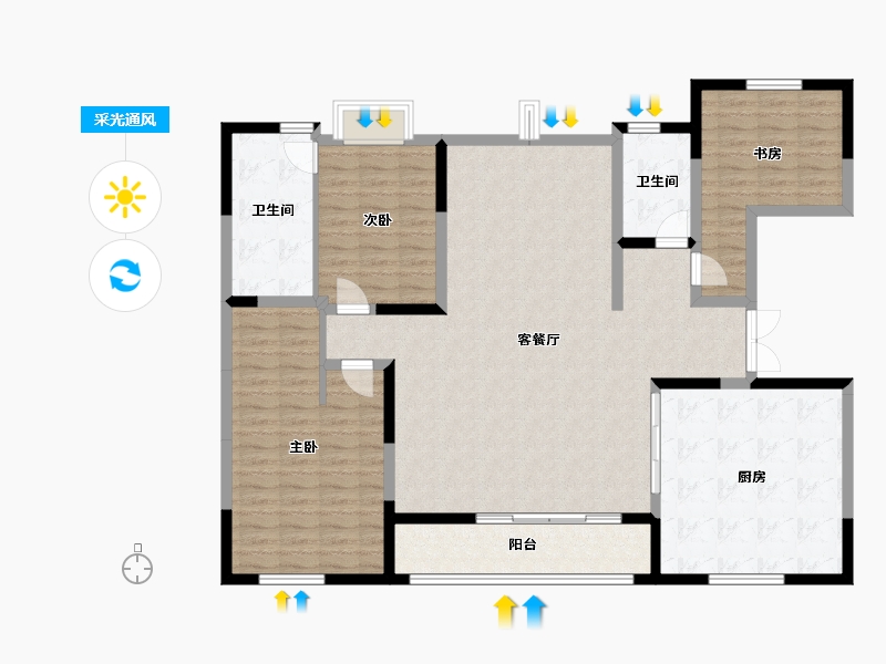 海南省-海口市-​佳元江畔锦御-144.80-户型库-采光通风