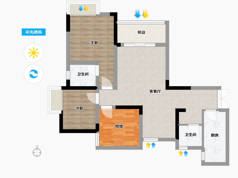 四川省-绵阳市-宏博梓江锦城-88.00-户型库-采光通风