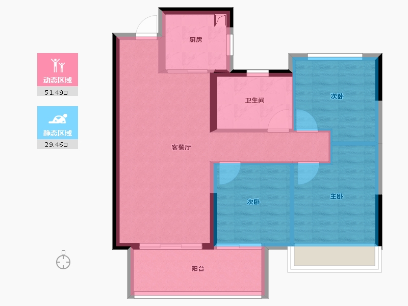 湖北省-黄冈市-东泰华城-72.63-户型库-动静分区