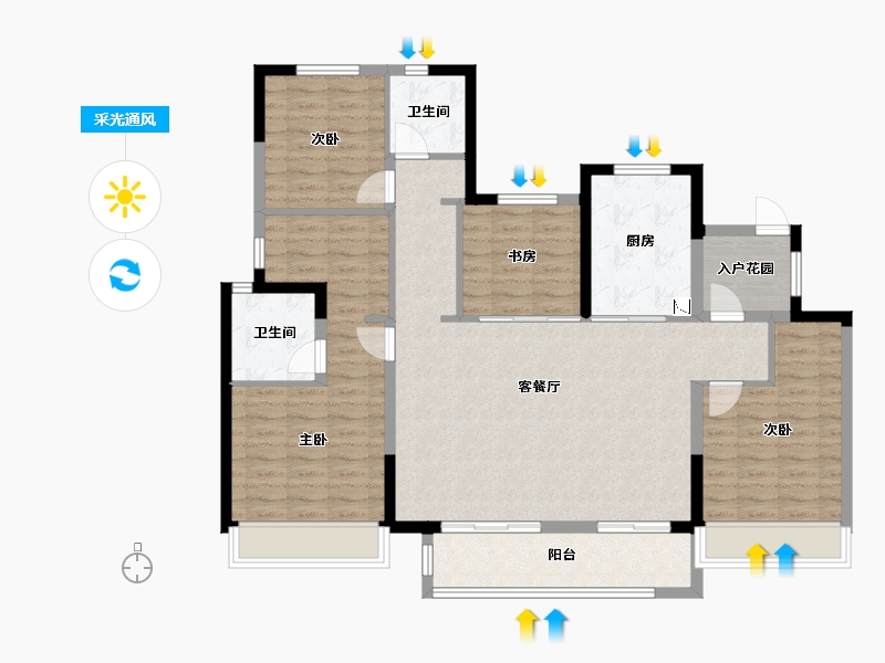 宁夏回族自治区-银川市-万科翡翠公园-119.20-户型库-采光通风