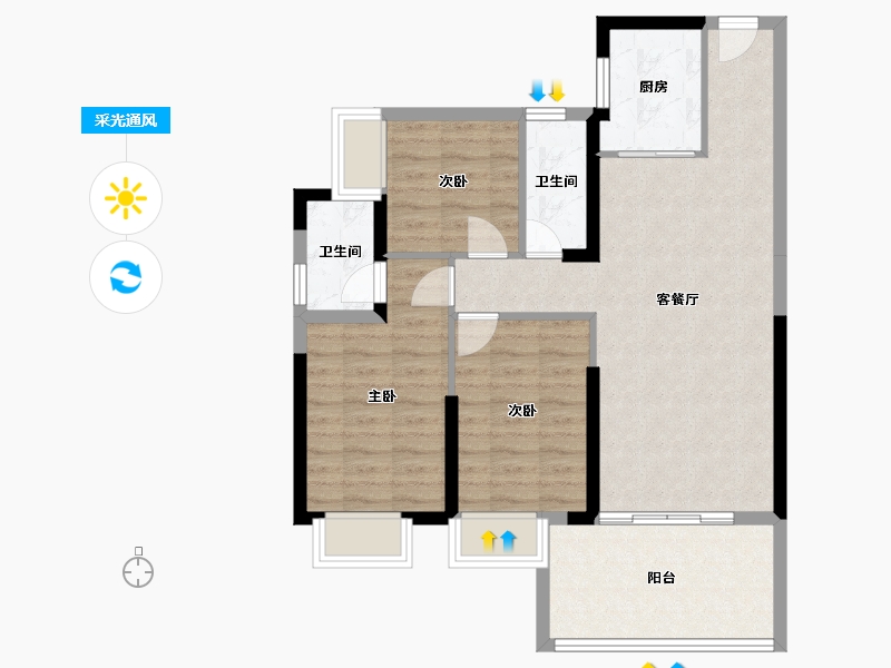 广西壮族自治区-梧州市-丰业万悦公馆-81.83-户型库-采光通风