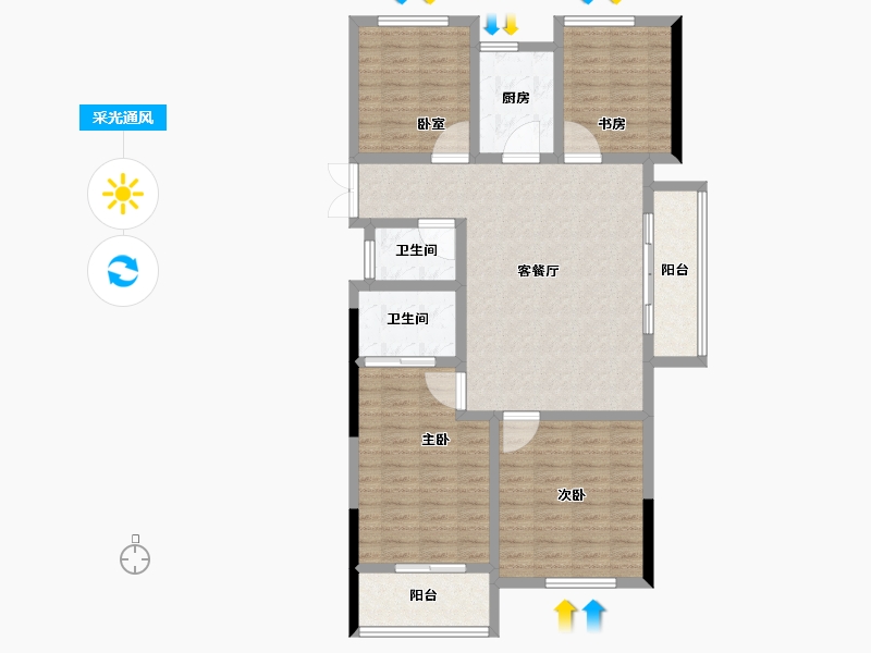 浙江省-衢州市-招贤里-105.61-户型库-采光通风