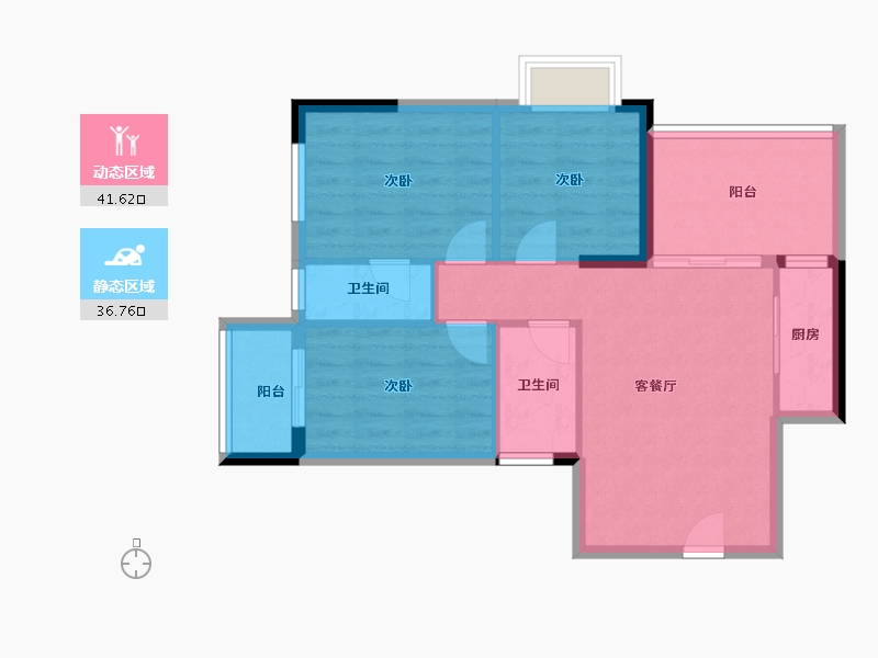 广西壮族自治区-梧州市-丰业万悦公馆-70.35-户型库-动静分区