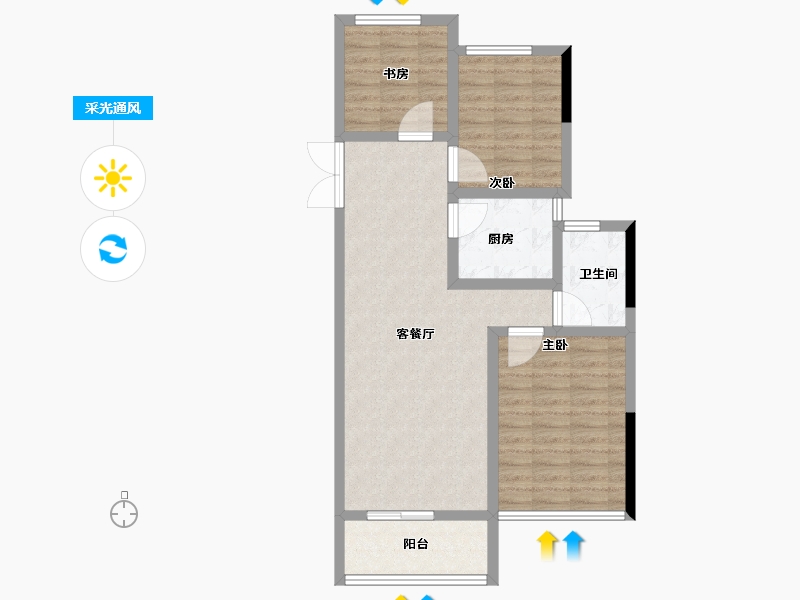 浙江省-衢州市-招贤里-76.80-户型库-采光通风