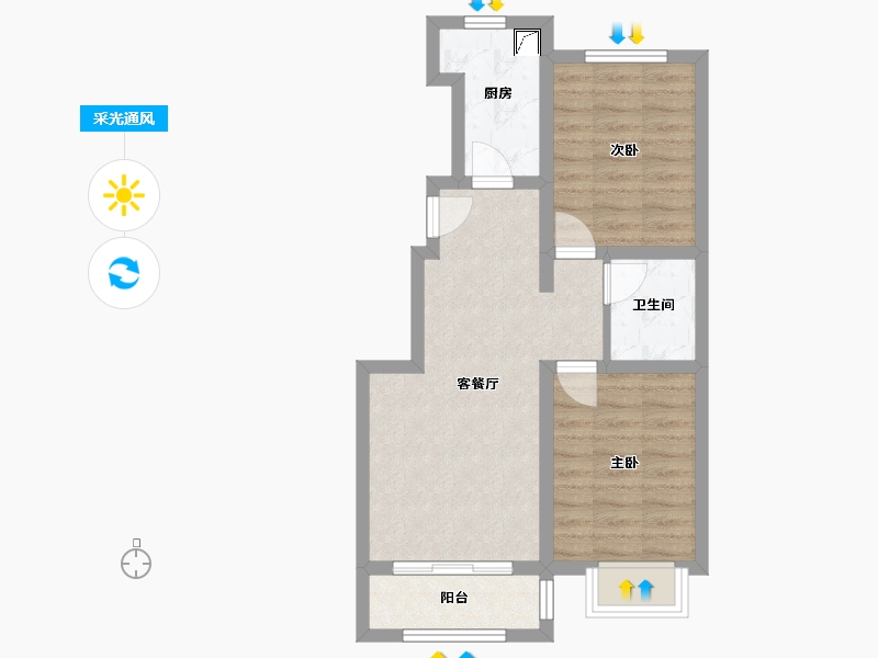 河北省-唐山市-假日壹号-54.41-户型库-采光通风