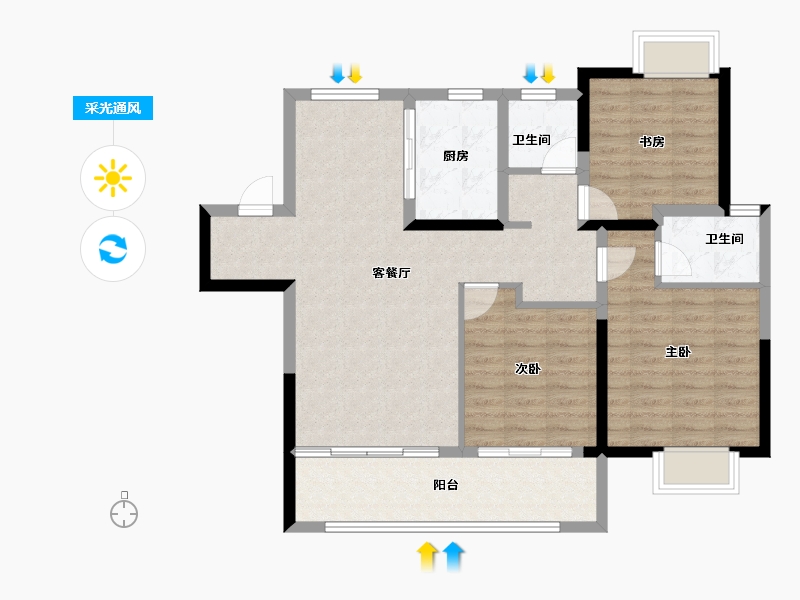 安徽省-蚌埠市-和顺国樾府-93.07-户型库-采光通风