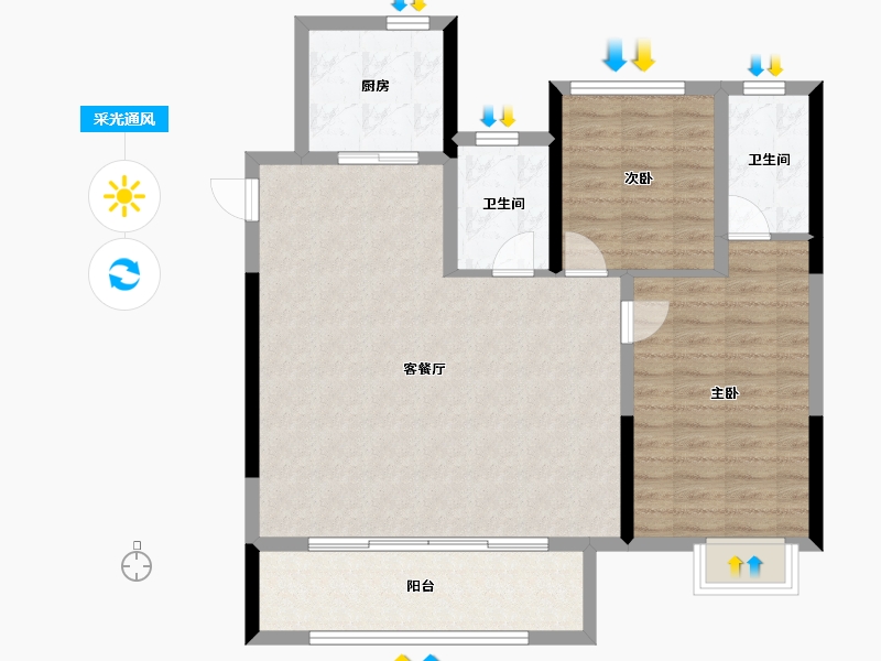 安徽省-蚌埠市-拓基鼎元悦府-92.51-户型库-采光通风