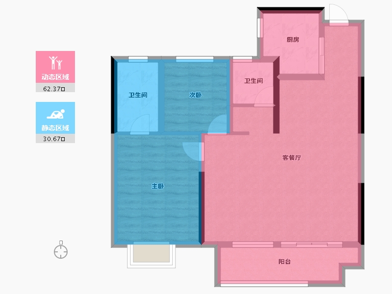 安徽省-蚌埠市-拓基鼎元悦府-83.23-户型库-动静分区