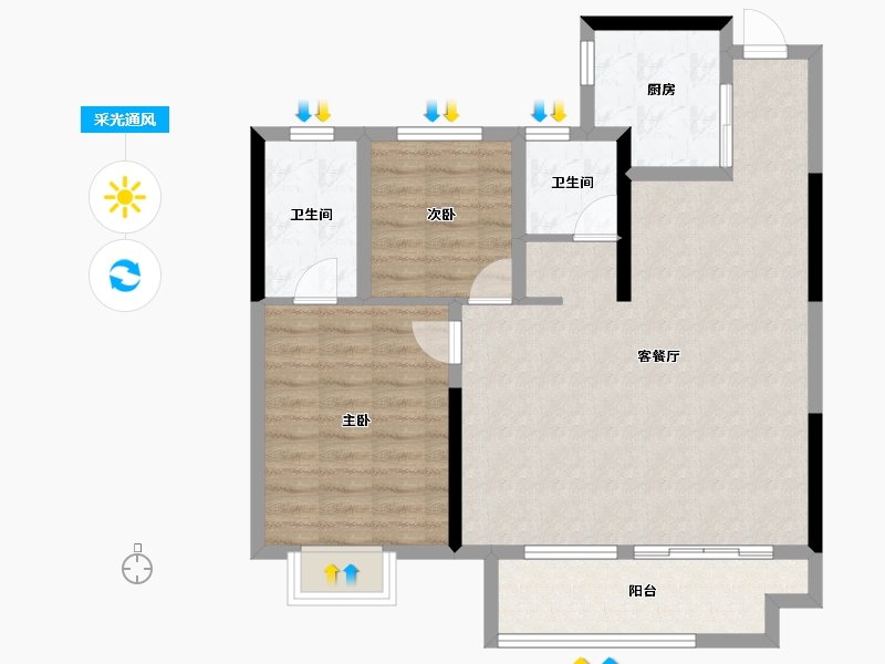 安徽省-蚌埠市-拓基鼎元悦府-83.23-户型库-采光通风