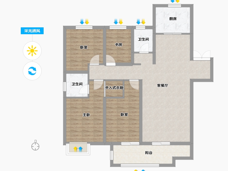 河南省-三门峡市-经开华庭-107.38-户型库-采光通风