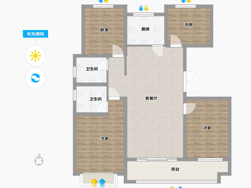 山东省-潍坊市-长运家园-115.00-户型库-采光通风