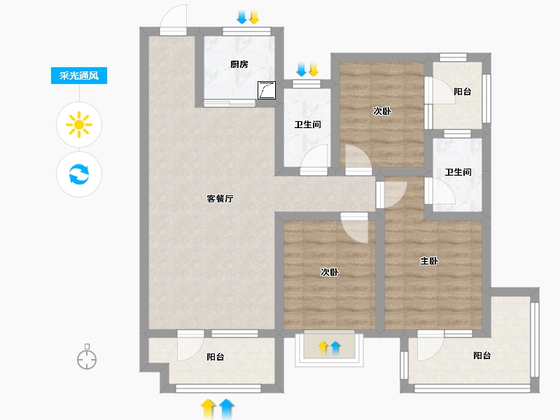 河北省-邢台市-京福苑-81.63-户型库-采光通风