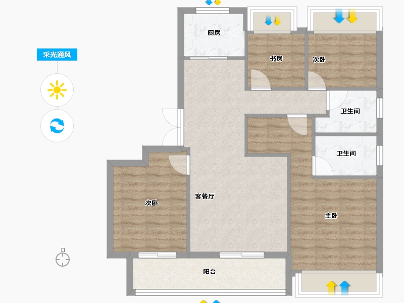 浙江省-衢州市-中原江山府-86.20-户型库-采光通风