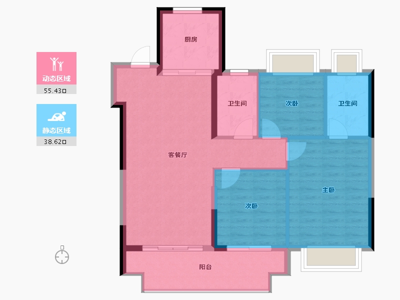 福建省-南平市-建发叁里云庐-85.67-户型库-动静分区