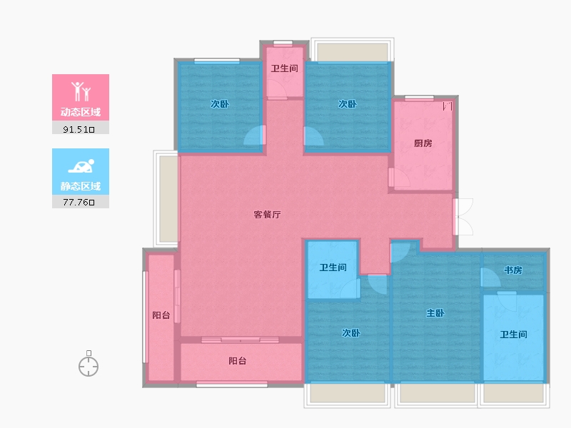 江苏省-扬州市-天珺源璟-153.60-户型库-动静分区