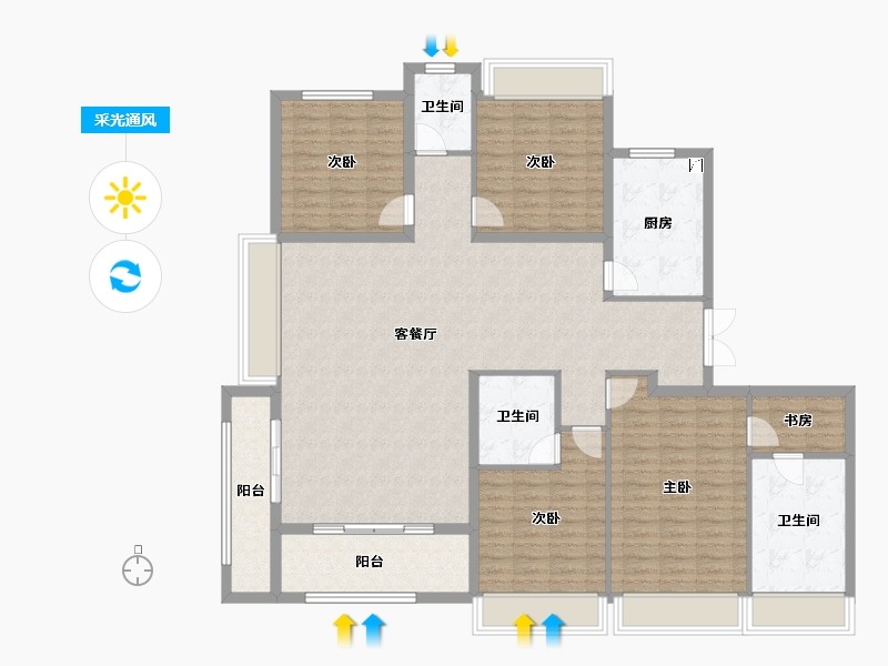 江苏省-扬州市-天珺源璟-153.60-户型库-采光通风