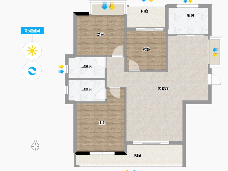 福建省-南平市-御景华府-95.67-户型库-采光通风