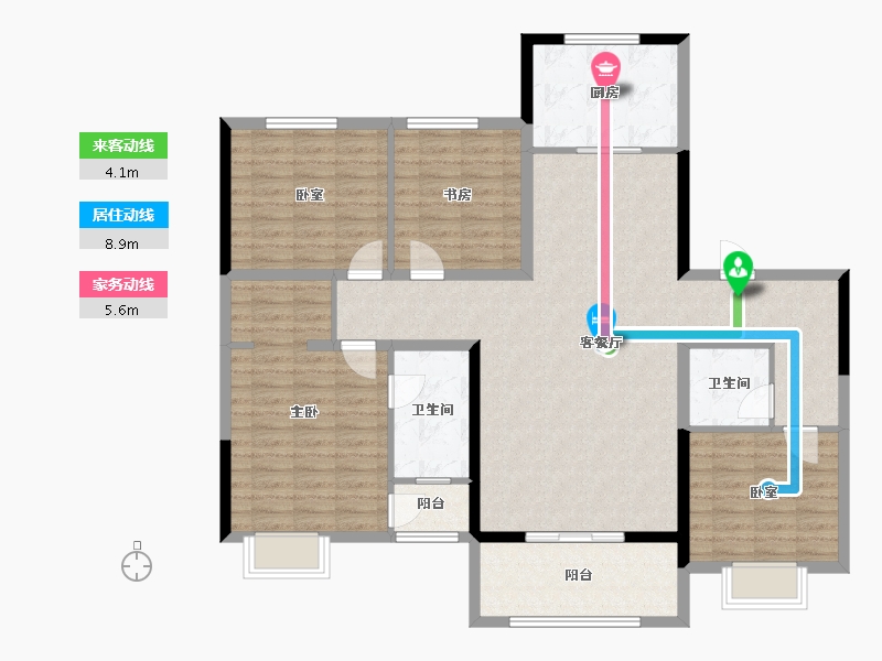 河南省-三门峡市-大禹蓝盾花园-128.00-户型库-动静线