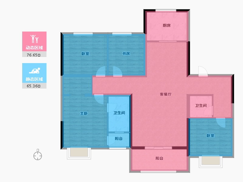 河南省-三门峡市-大禹蓝盾花园-128.00-户型库-动静分区